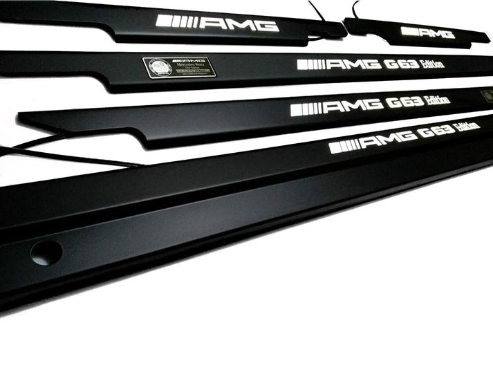 Mercedes-Benz W463 G-Class AMG G63 Edition Matte Black Stainless Steel LED Door Sills Set 5 pcs